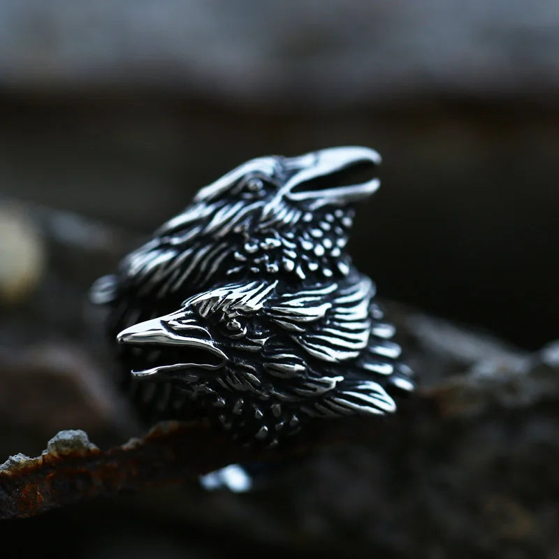 BEIER Stainless steel Thor Hammer Viking Amulet Viking Raven Ring Scandinavian Jewelry man Ring BR8-296