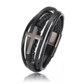 Wholesale Chakra Bracelet Letter Men Bracelet Charms For Cross Stainless Steel Multilayer Woven Black Bracelets