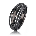Wholesale Chakra Bracelet Letter Men Bracelet Charms For Cross Stainless Steel Multilayer Woven Black Bracelets