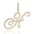 TOPGRILLZ New A-Z Cursive Letters Name Pendant&Necklace Iced Out Cubic Zircon Gold Silver Color Charm  Hip Hop Jewelry