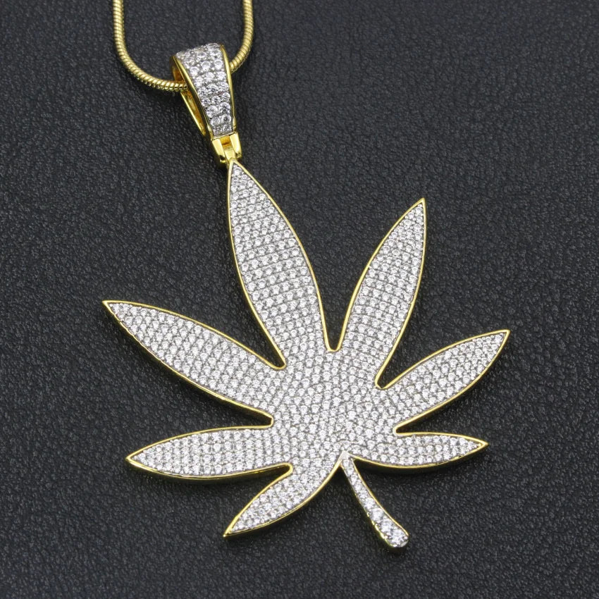 Iced Out Maple Leaf Pendant — 925 Silver