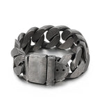 Fongten Heavy Black Metal Punk Wide Cuban Link Chain Men Bracelet Stainless Steel Fashion Biker Male Accessories