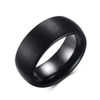 8mm Fashion Brushed Black Ring Simple Stripe Stainless Steel Ring Men Wedding Band