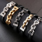 Friendship Man Bracelets Stainless Steel Braided Genuine Leather Wristband Boys Cuff Bracelet Men Jewellery Gifts For