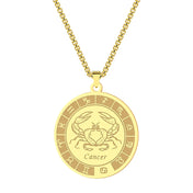 Zodiac Wheel Star Stainless Steel Pendant Necklace