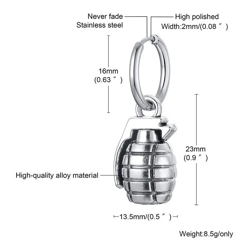 Spike Single Huggie Earrings — Stainless Steel