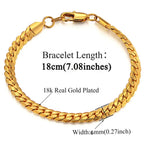 Curb Snake Link Chain Bracelet — Silver or Gold, Stainless Steel