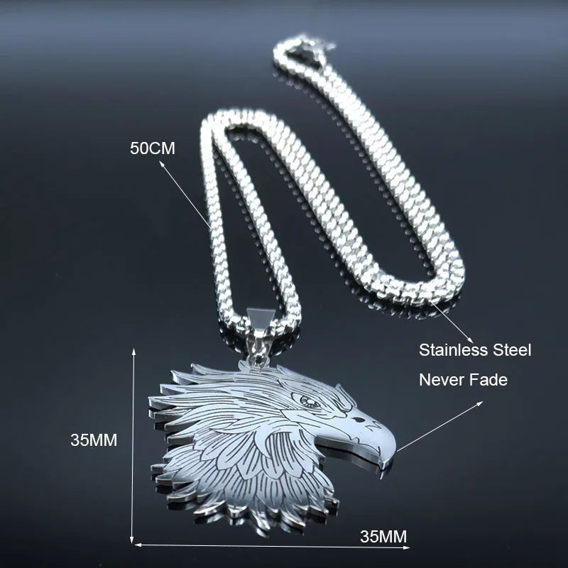 Eagle Head Pendant Necklace — Silver