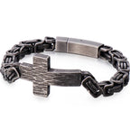 Cross Braslet Men Stainless Steel Armband For Men 7MM Link Chain Mens Bracelets Birthday Gfts For Boyfriend Logo Name