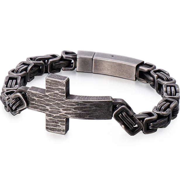 Cross Braslet Men Stainless Steel Armband For Men 7MM Link Chain Mens Bracelets Birthday Gfts For Boyfriend Logo Name