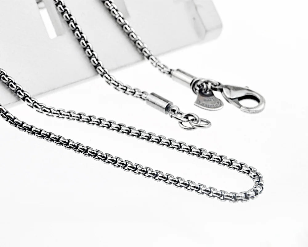 Silver-Tone Box Link Chain Choker Necklace, 61cm