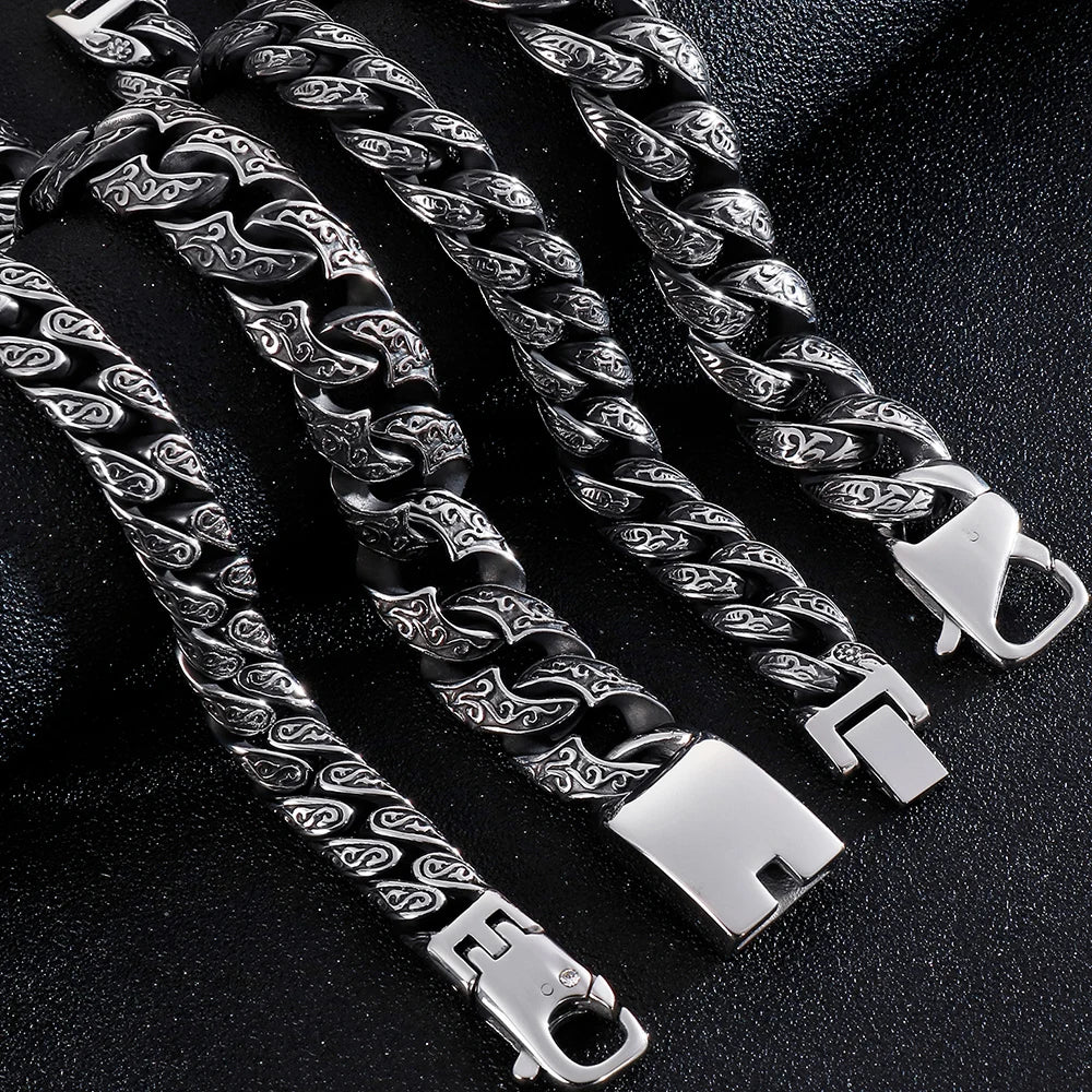 Vintage Heavy Stainless Steel Bracelet For Man Men's Link Chain Bracelets Metal Bangles Armband Hand Jewelry Gifts For