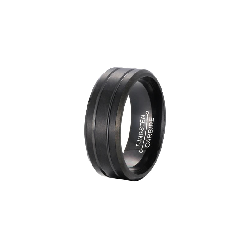 Men's Black Tungsten Ring 6mm Width