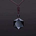 New Fashion Black Obsidian Pendant Necklace Obsidian Star Pendant Lucky Love Crystal Jewelry With Free Rope Drop