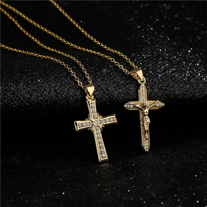 Cross Pendant Necklace — Gold-Tone