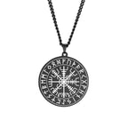 Dawapara Nordic Symbol of Norse Compass In Rune Circle Vegvisir Pendant Necklace Stainless Steel Jewelry Amulet Necklace