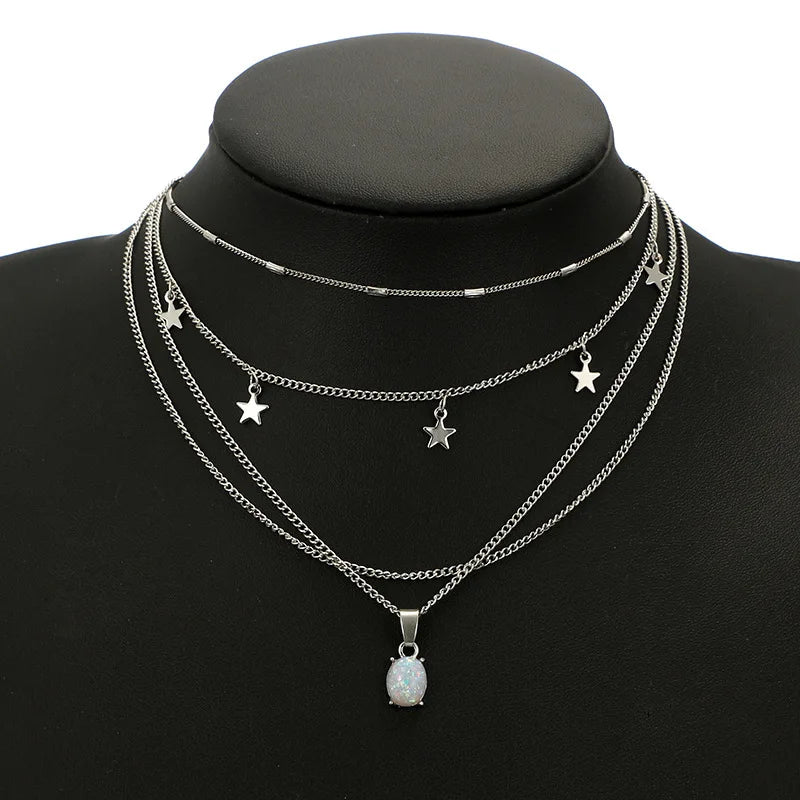 Bohemian Pentagram Crystal Necklace — Layered