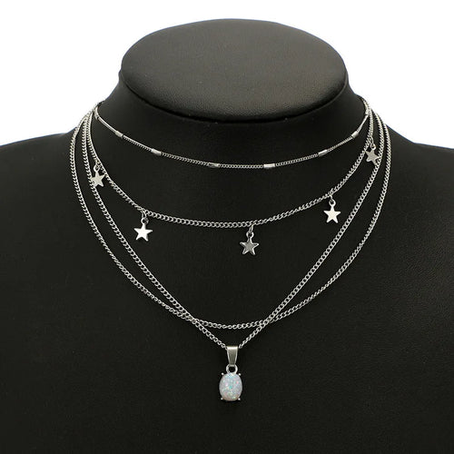 Bohemian Pentagram Crystal Necklace — Layered