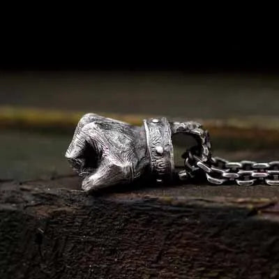 Power Fist Silver Pendant Necklace