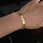 Bluelory Punk Stainless Steel Laser Engraved Name Custom Bracelets For Men Women Anniversary Gift