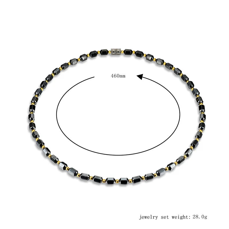 Black Hematite Magnetic Bead Necklace