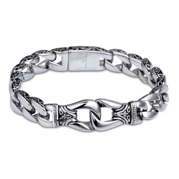 Punk Rock Viking Cuban Curb Bracelet Wrist Men Retro Hiphop Stainless Steel Charm Chain Male Dragon Bracelets Bangle