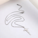 Skyrim Jesus Cross Pendant Necklace for Women Men Stainless Steel Neck Chains Religious Christian Savior Faith Jewelry Gifts