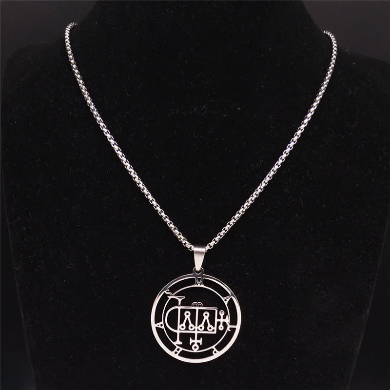 Demon Seal Silver Chain Necklace — Stainless Steel