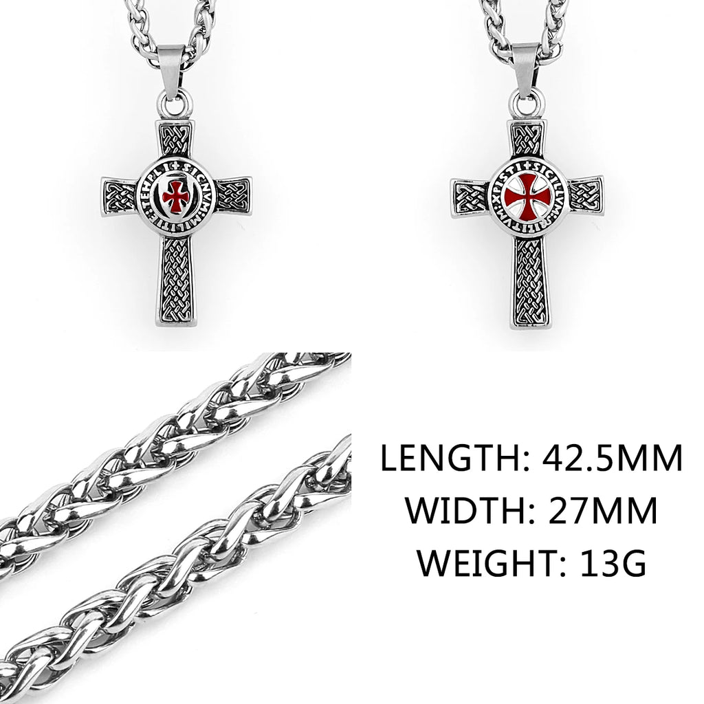 Shield Cross Stainless Steel Pendant Necklace