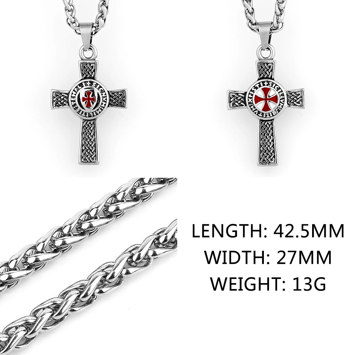 Shield Cross Stainless Steel Pendant Necklace