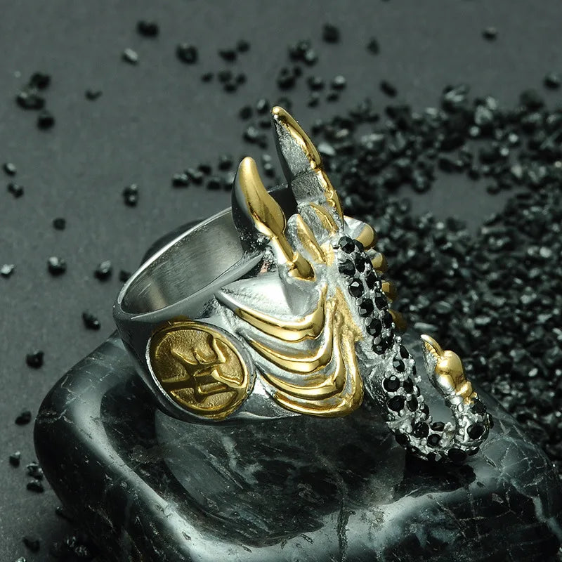 Black Scorpion Finger Ring — Stainless Steel