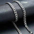 Vnox 18-70cm Curb Chain Necklaces 3-11mm Men's Miami Cuban Link Classic Punk Heavy Metal Stainless Steel Long Women