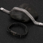 Mens 12MM Width Double Row Chain Wrist Bracelets 6 Color Stainless Steel Bracelet for Man Handles With Magnet Clasp