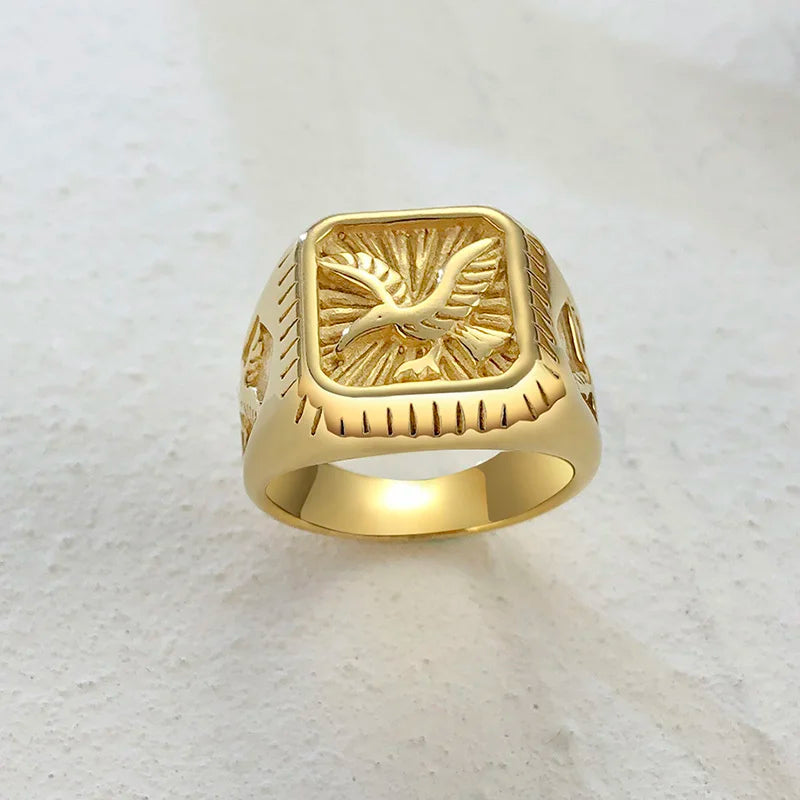 12.5mm Black Square Signet Ring — Stainless Steel