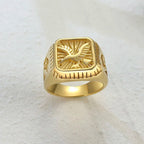 12.5mm Black Square Signet Ring — Stainless Steel