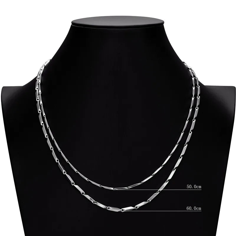 Rhombus Chain Necklace 2mm & 3mm — Stainless Steel, 50cm & 60cm