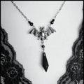 New Goth Antique Silver Filigree Vampire Bat Cross Necklace Pendant Charm Statement Grunge Novelty Jewelry Women