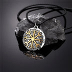 Never Fade Norse Compass Gold Color Necklace Men Vikings Runes Stainless Steel Trident Vegvisir Amulet Pendant