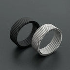 Hot sale width 8MM stainless steel gold black color mesh finger ring fashion jewelry for men and women Size 7-10# drop