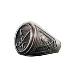 Vintage Gothic Lucifer Satan Signet Ring Fashion Punk Stainless Steel Seal Ring Men and Women Pagan Party Jewelry Gift Wholesale