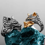 Nordic Viking Prairie Wolf Head Ring — Stainless Steel