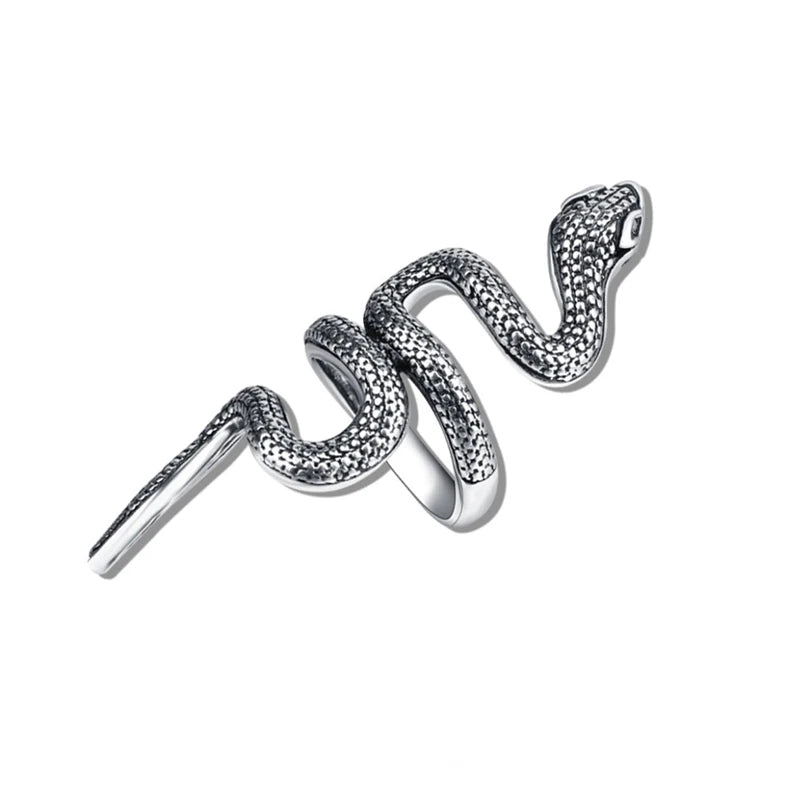 Ring for Women Girls Dragon Snake Fashion Men Jewelry Vintage Ancient Silver Color Punk Hip Hop Adjustable Locomotive