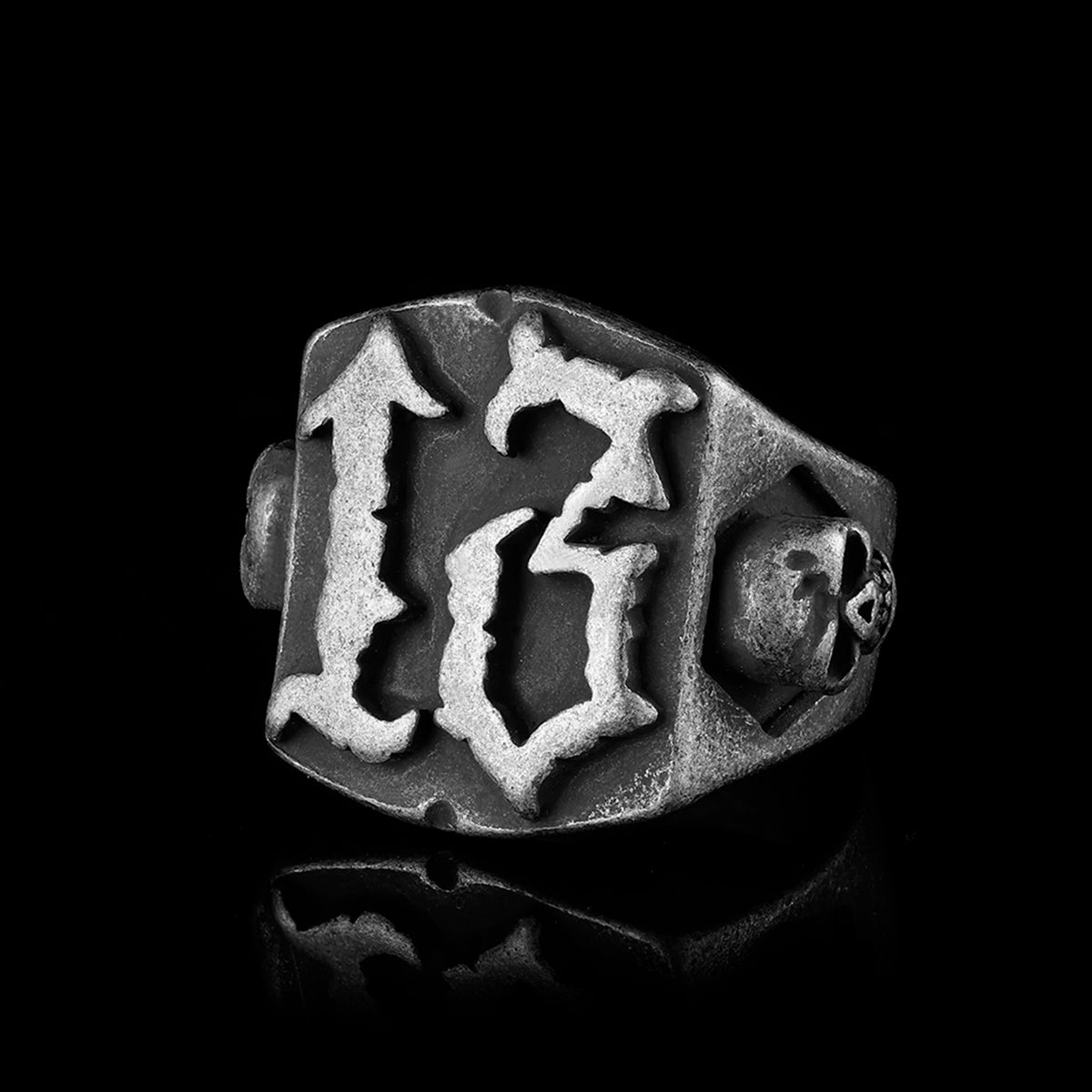 Punk Retro Engraved Number Ring — Stainless Steel