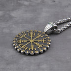 Helm of Awe Vegvisir Rune Necklace — Stainless Steel