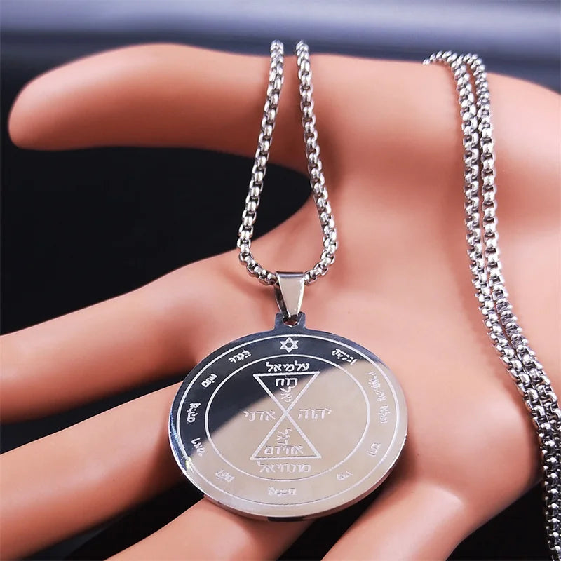 Star Pentacle Silver Pendant Necklace — Stainless Steel