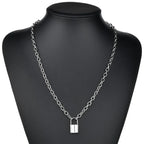 Silver-Tone Layered Lock Chain Choker Necklace