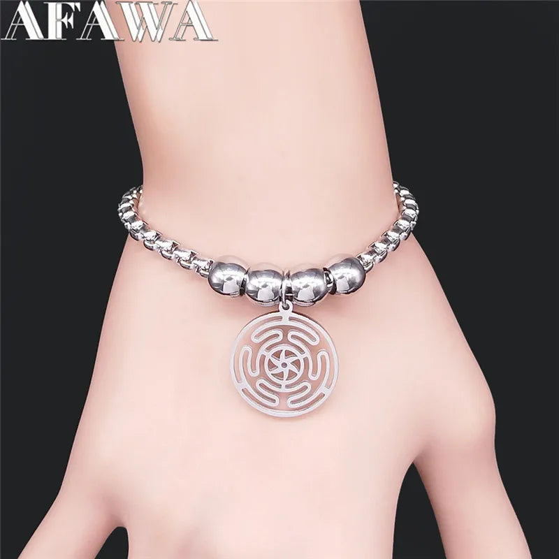 Steel Bracelet Hekate Wheel Strophalos Hecate