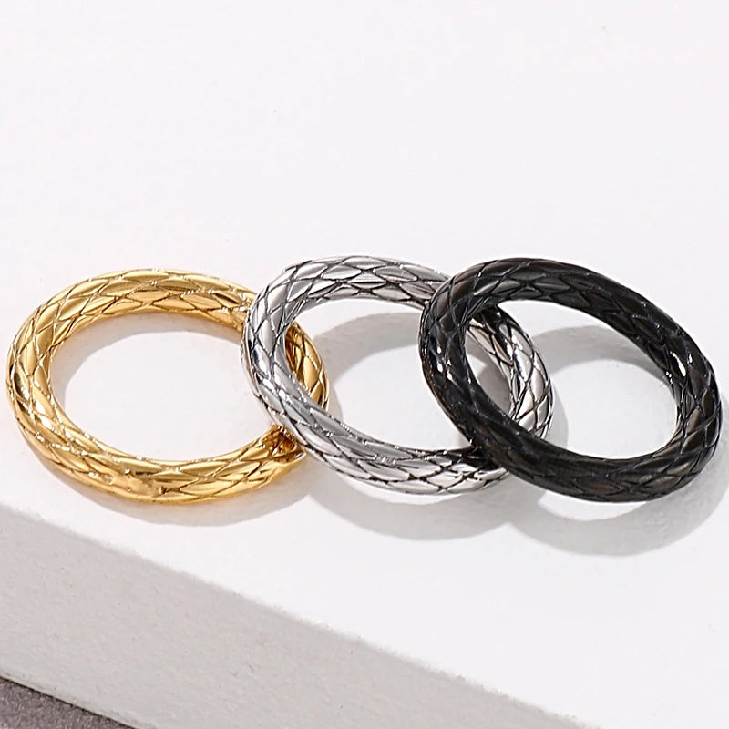 Vintage Stainless Steel Ring For Men Women Men's Finger Rings Gold Color Engraveable Wedding Band Man Titanium Rocker