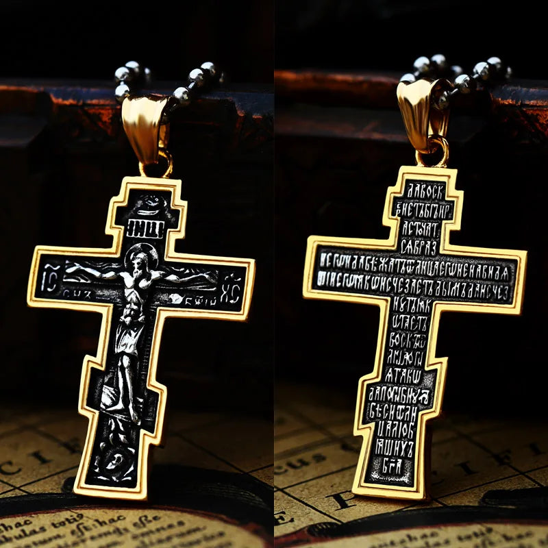 BEIER Christ Jesus Pendant Necklace 316L Stainless Steel Cross Chain Heavy Men Jewelry Gift Religious Christian Jewelry BP8-210
