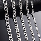 1 Piece Width 3mm-9.5mm Curb Cuban Link Chain Necklace for Men Women Basic Punk Stainless Steel Chain Chokers